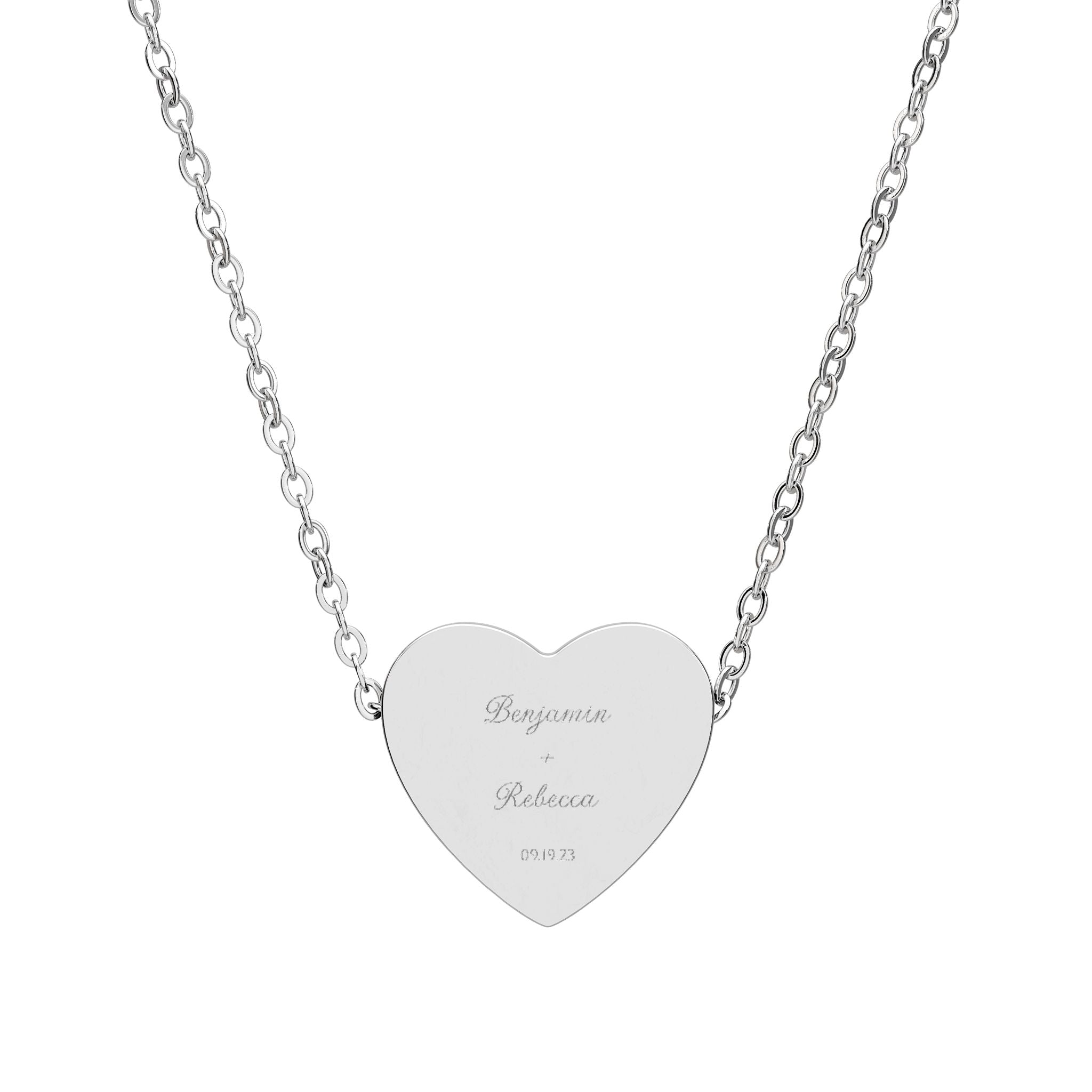 You + Me Engraved Heart Necklace — Custom Names & Anniversary Date