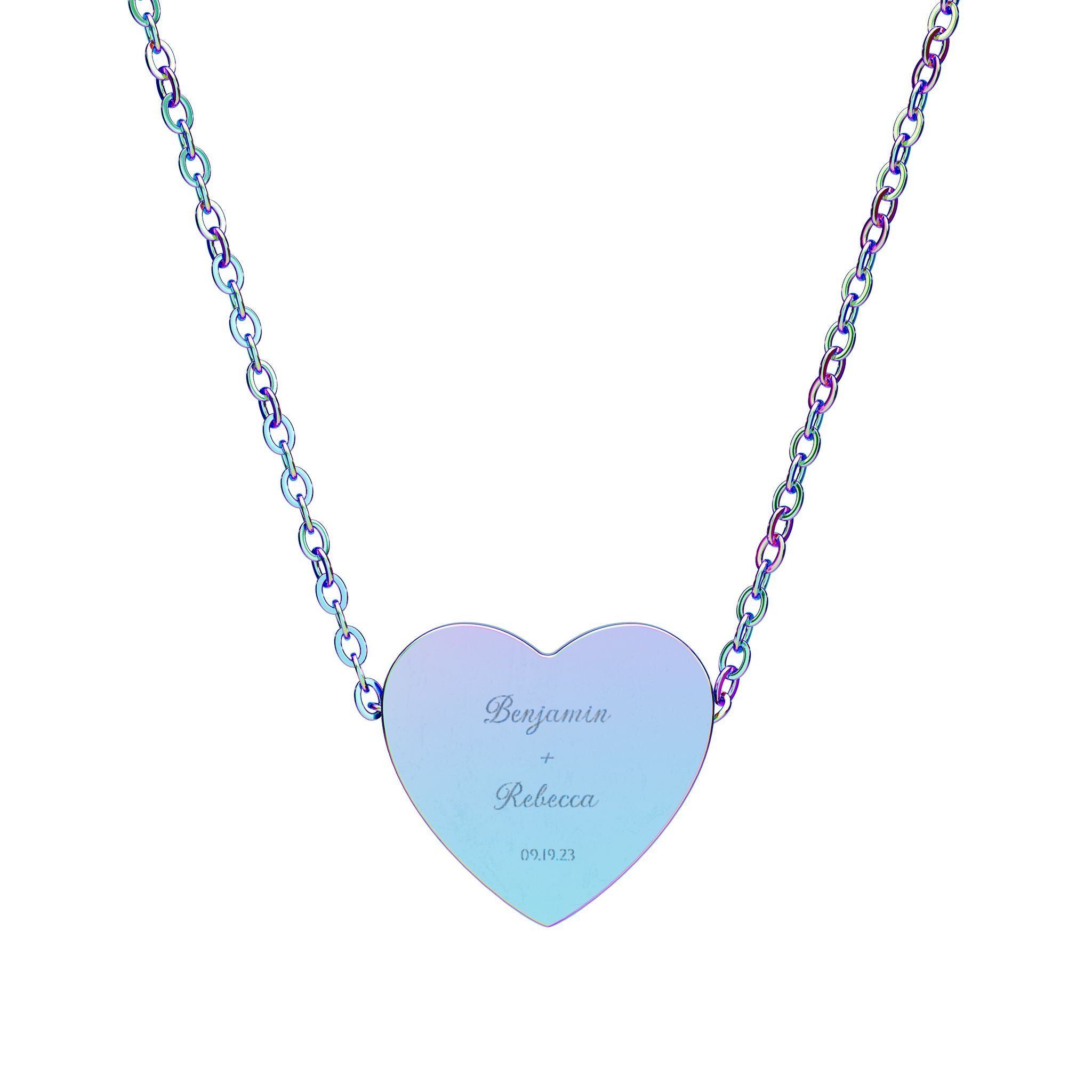 You + Me Engraved Heart Necklace — Custom Names & Anniversary Date