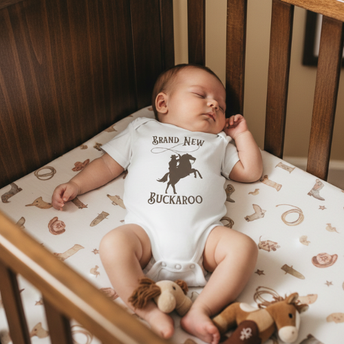 Brand New Buckaroo Baby Onesie – Western Cowboy Infant Bodysuit, Soft Cotton Newborn Outfit