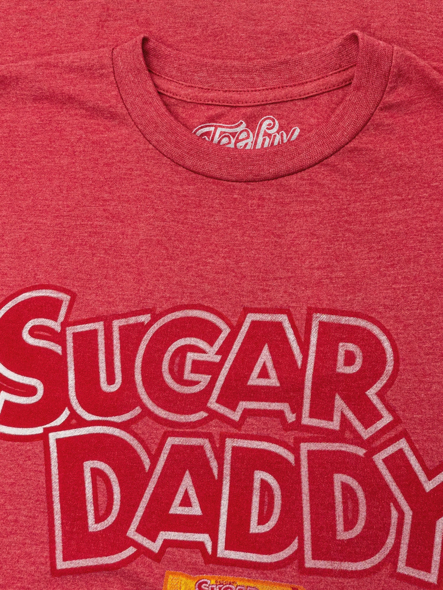 Sugar Daddy Logo T-Shirt – Vintage Candy Graphic Tee in Red Heather, Funny Valentine’s Day Gift