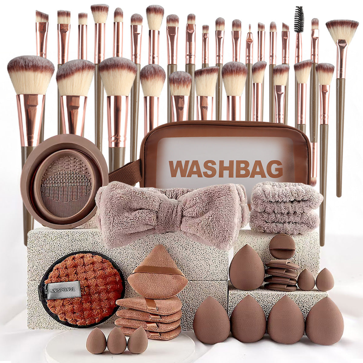 40-Piece Beauty Tools Makeup & Face Wash Set | Hydrophilic Non-Latex Sponge & Blender Kit