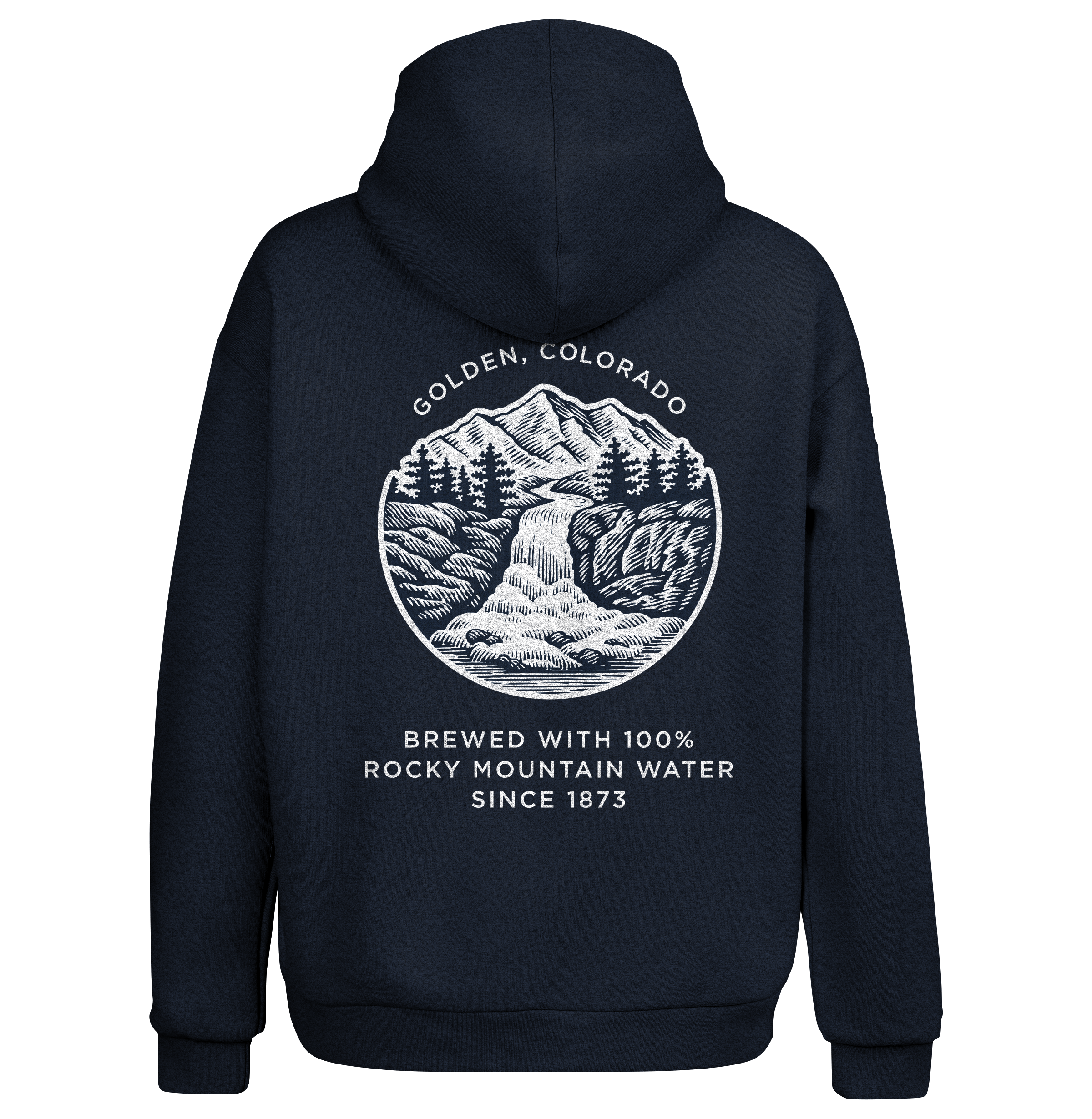 Coors Banquet Double-Sided Graphic Hoodie – Navy Blue | Vintage Beer Pullover Sweatshirt