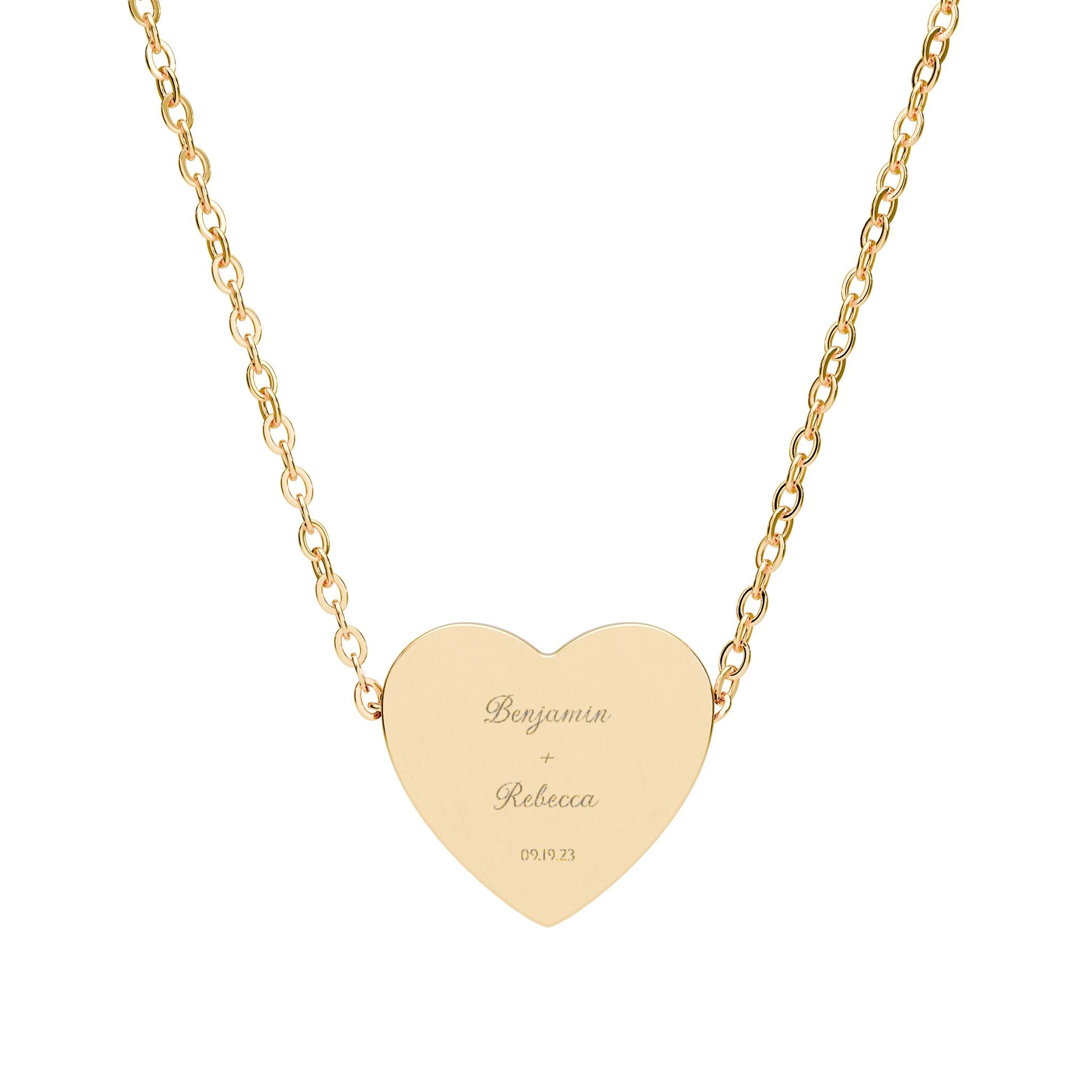 You + Me Engraved Heart Necklace — Custom Names & Anniversary Date