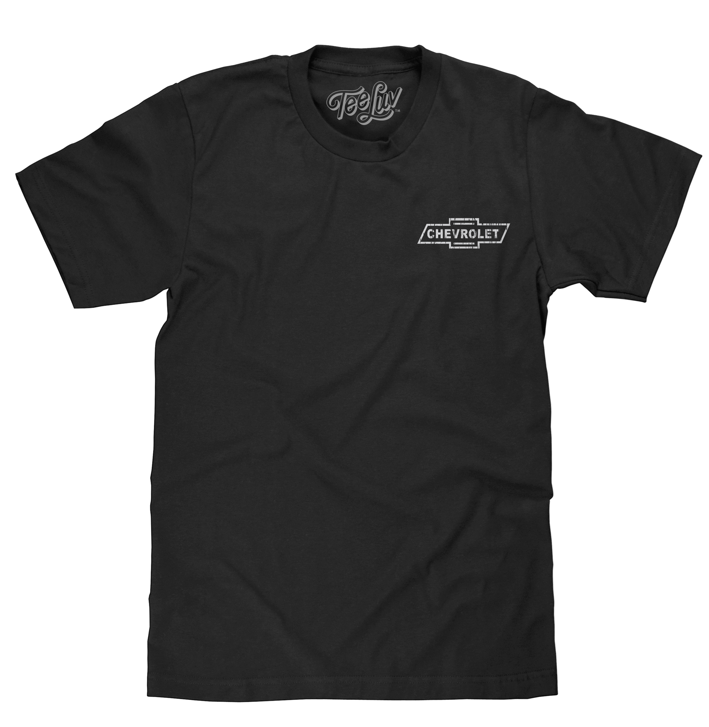 Chevrolet USA Vintage T-Shirt – Black | Distressed Bowtie Logo American Made Tee