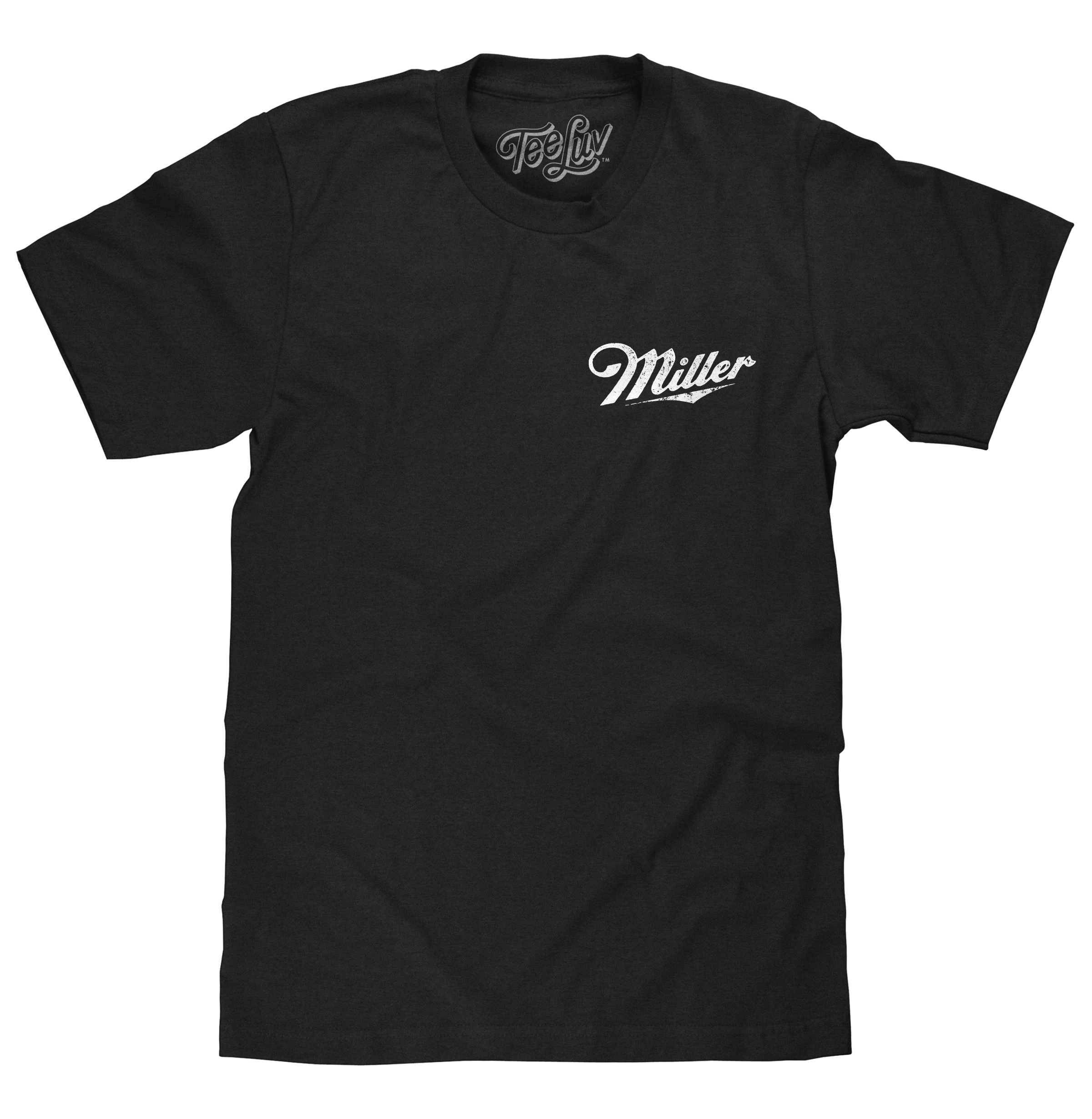 Miller High Life Distressed Logo T-Shirt – Vintage Black Beer Tee with Front & Back Graphic