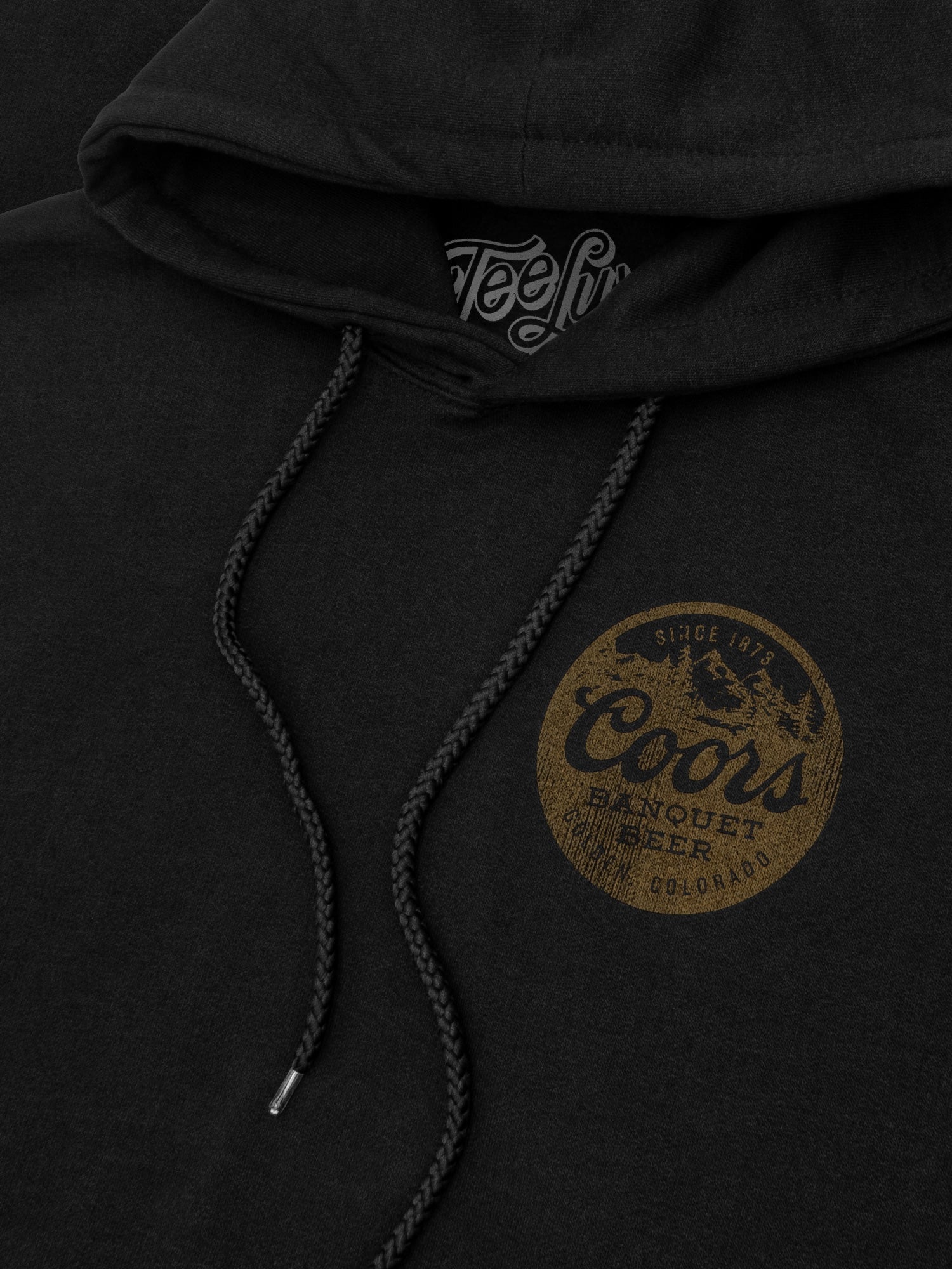 Coors Banquet “Best Served Cold” Hoodie – Vintage Black Beer Sweatshirt with Front, Back & Sleeve Graphics