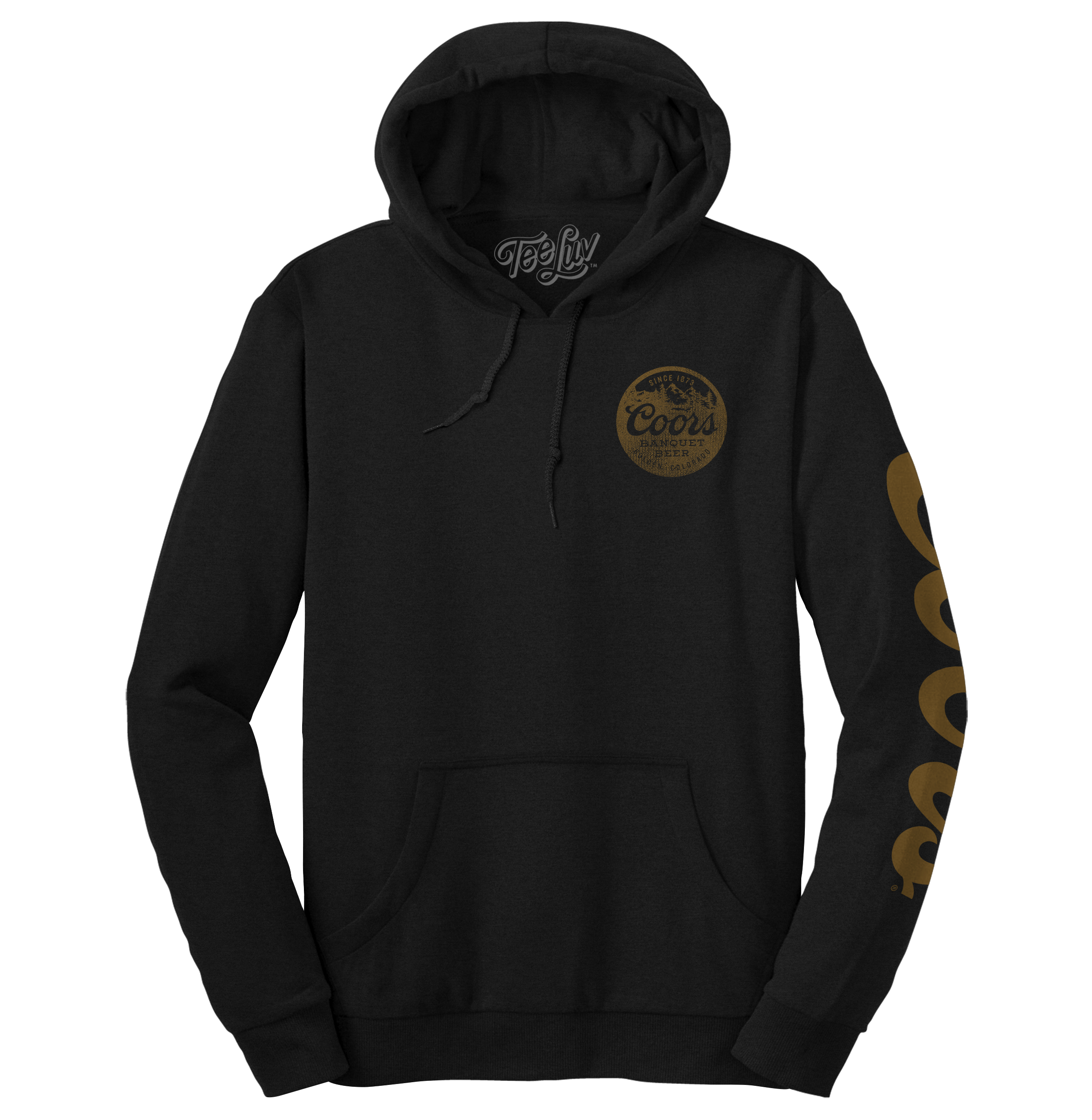 Coors Banquet “Best Served Cold” Hoodie – Vintage Black Beer Sweatshirt with Front, Back & Sleeve Graphics