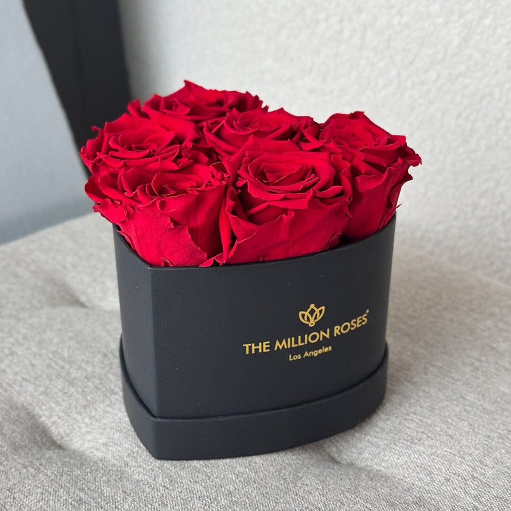 Baby Heart Black Box with Red Preserved Roses | Mini Luxury Rose Gift for Valentine’s Day & Anniversaries