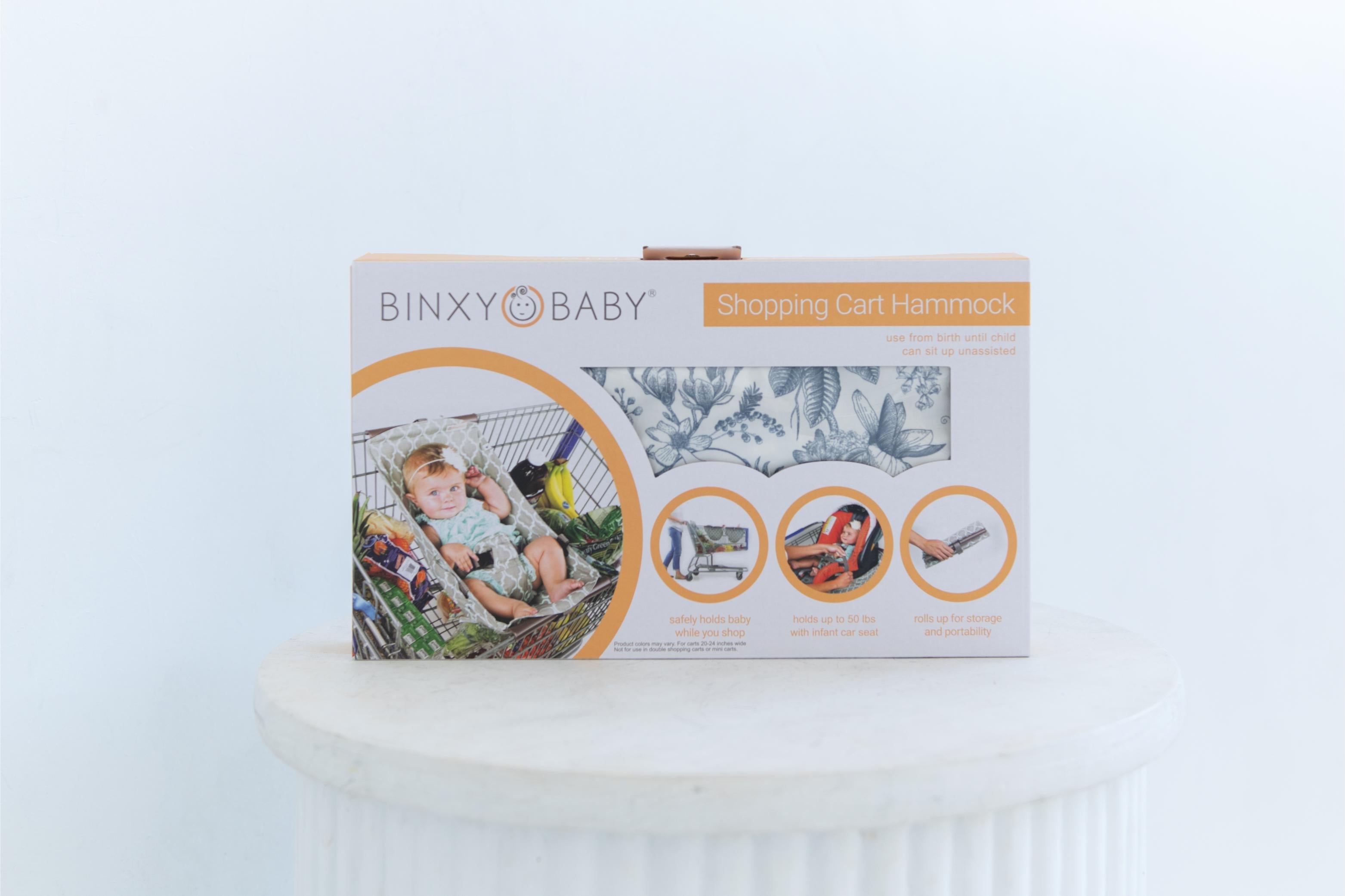 Baby Shopping Cart Hammock | Heritage Blue Vintage Floral Infant Cart Carrier by Binxy Baby