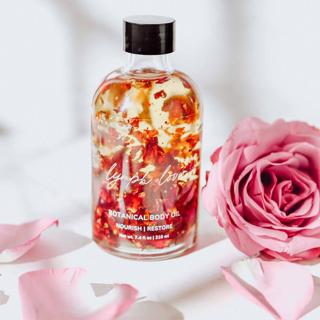 Lymph Love Natural Body Oil – Organic Lymphatic & Pregnancy Massage Oil with Botanical & Essential Oils