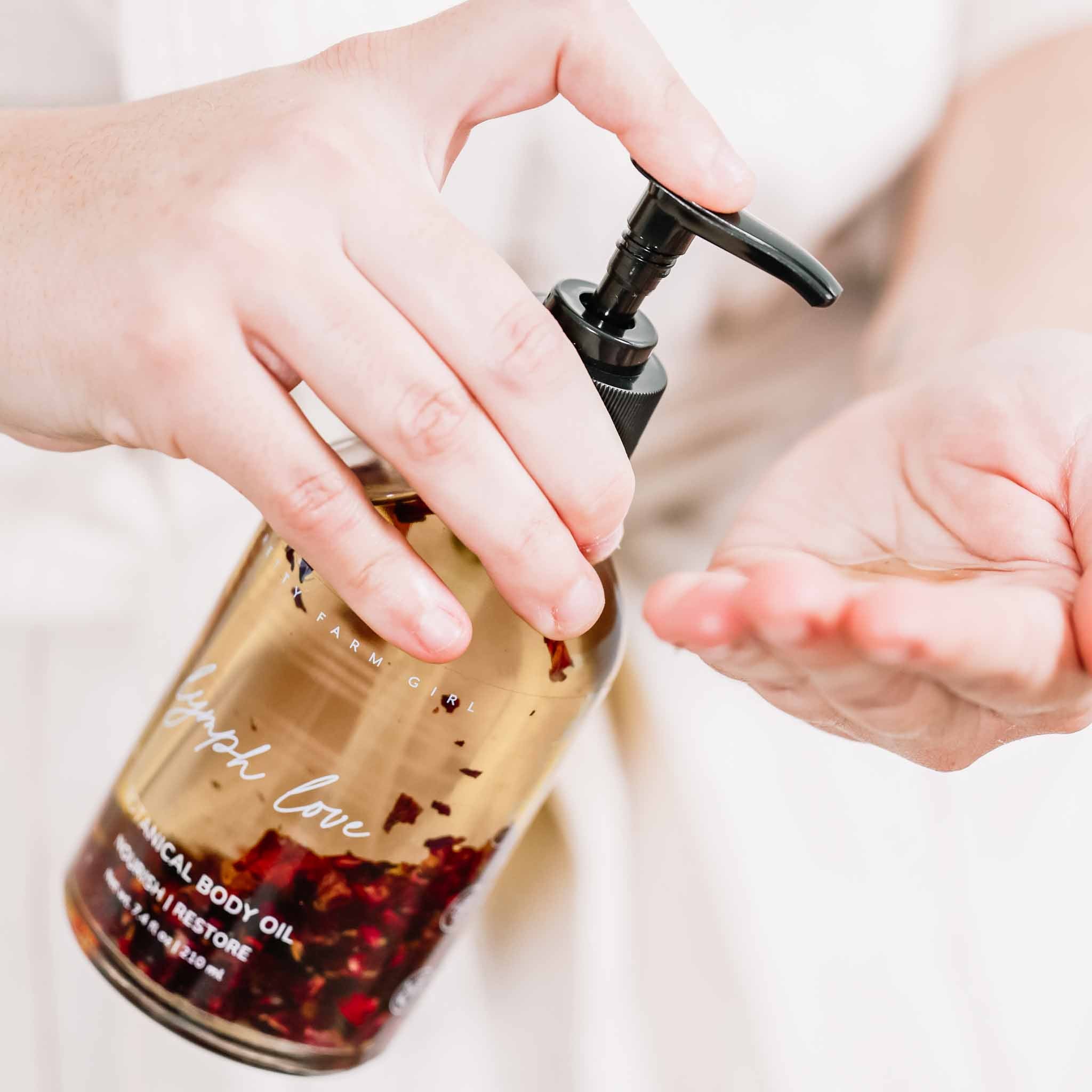 Lymph Love Natural Body Oil – Organic Lymphatic & Pregnancy Massage Oil with Botanical & Essential Oils