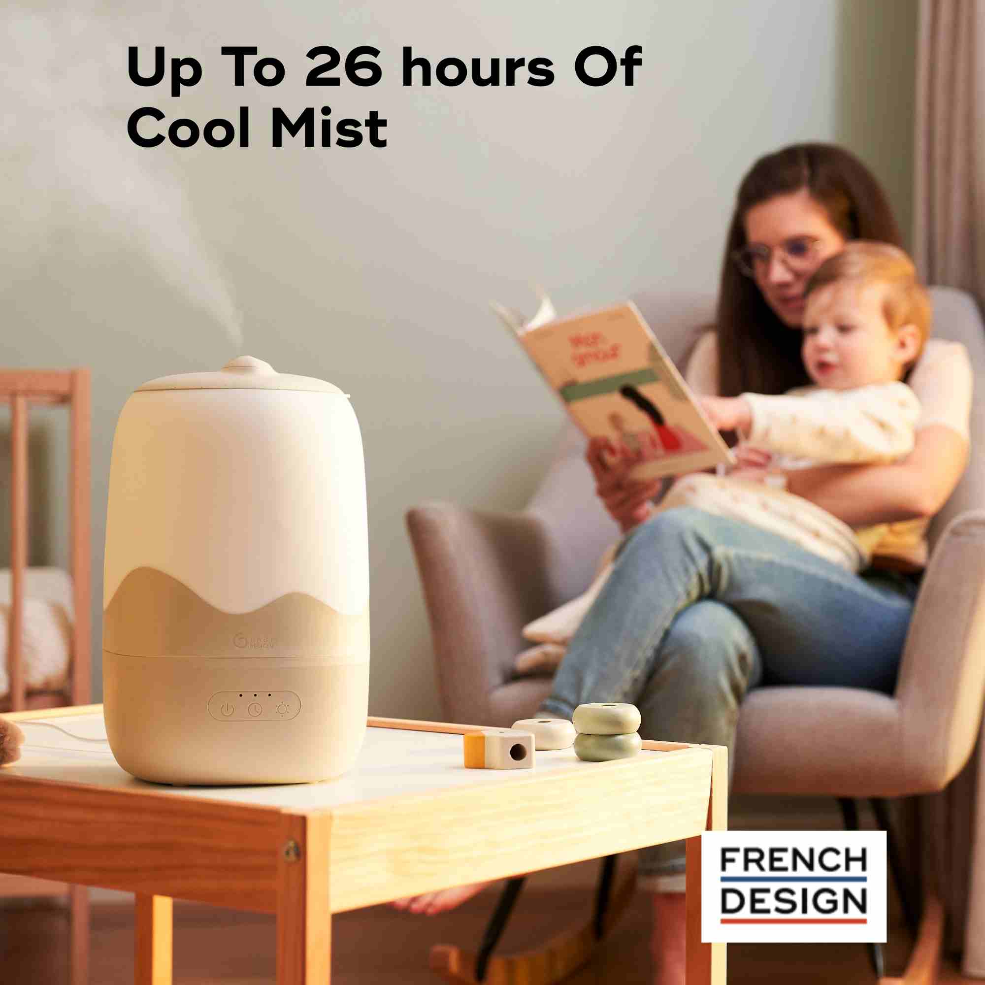 Babymoov Wave 3-in-1 Cool Mist Baby Humidifier | Nightlight & Essential Oil Diffuser