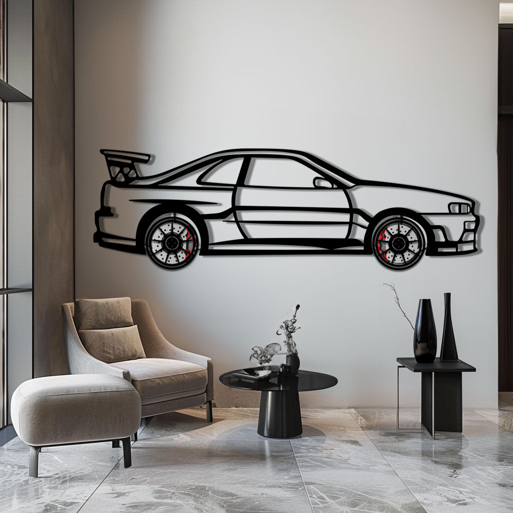 Nissan Skyline GT-R R34 Metal Wall Art with Rotating Wheels | JDM Godzilla Car Silhouette Decor