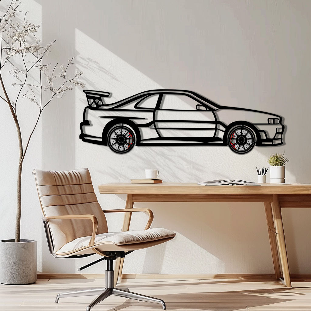 Nissan Skyline GT-R R34 Metal Wall Art with Rotating Wheels | JDM Godzilla Car Silhouette Decor