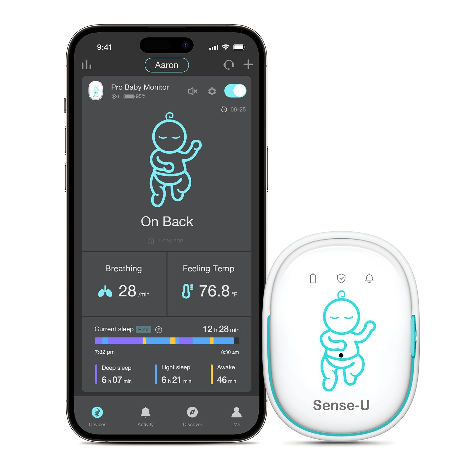 Sense-U Pro Baby Monitor – Smart Sleep & Breathing Monitor with Real-Time App Alerts for New Parents