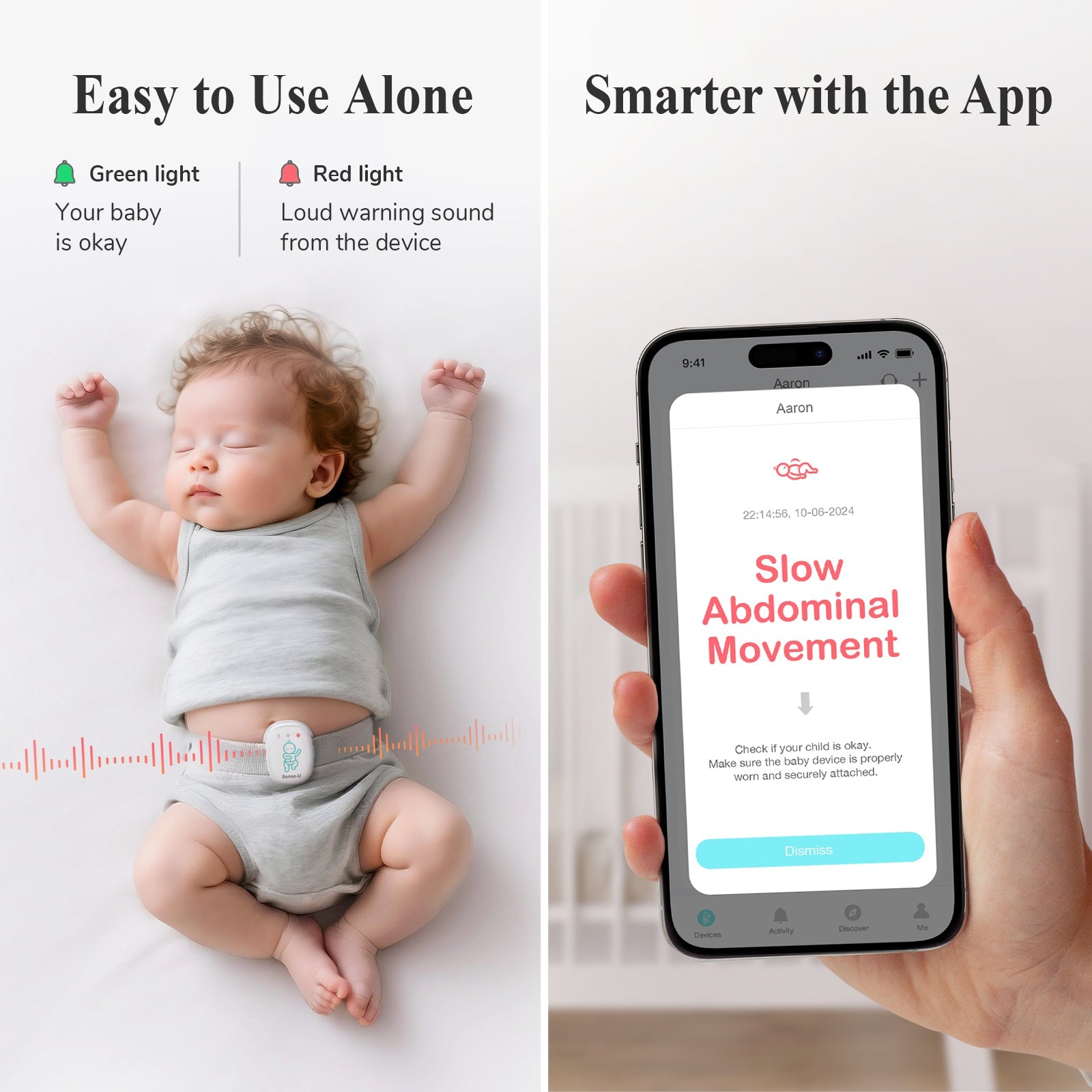 Sense-U Pro Baby Monitor – Smart Sleep & Breathing Monitor with Real-Time App Alerts for New Parents