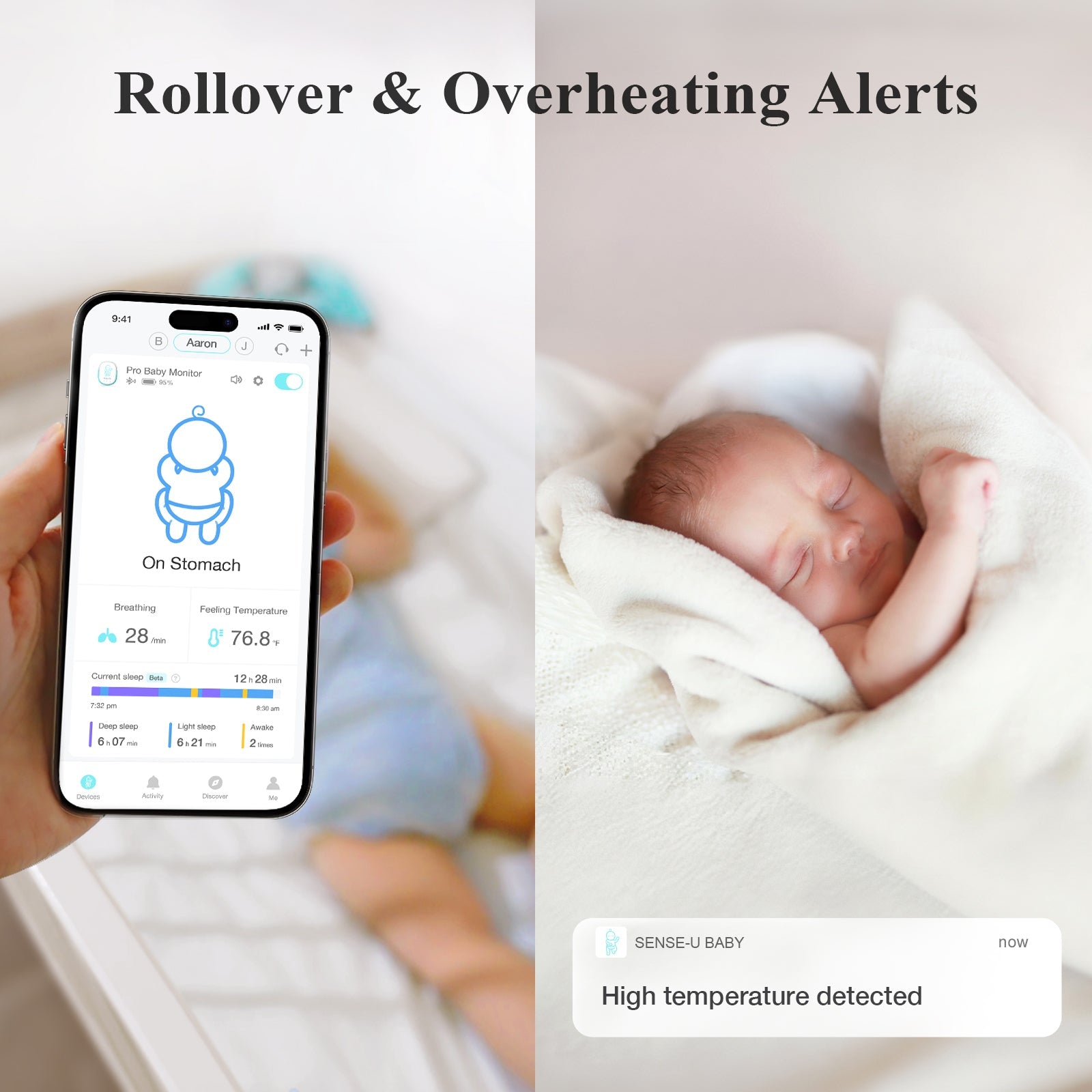 Sense-U Pro Baby Monitor – Smart Sleep & Breathing Monitor with Real-Time App Alerts for New Parents