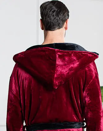 Men’s Hooded Plush Robe – Lightweight Microfiber Bathrobe with Moisture-Wicking Comfort for Home, Spa & Travel