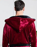 Men’s Hooded Plush Robe – Lightweight Microfiber Bathrobe with Moisture-Wicking Comfort for Home, Spa & Travel