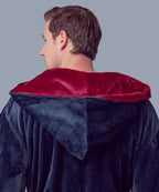 Men’s Hooded Plush Robe – Lightweight Microfiber Bathrobe with Moisture-Wicking Comfort for Home, Spa & Travel
