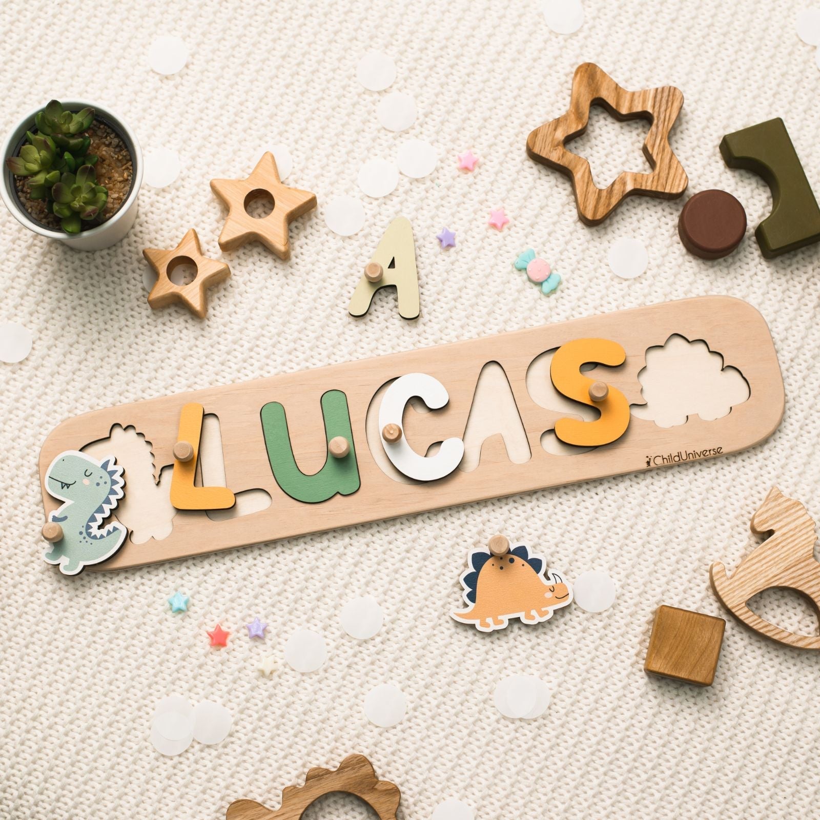 Personalized Baby Name Puzzle – Eco‑Friendly Wooden Toddler Toy & Nursery Keepsake