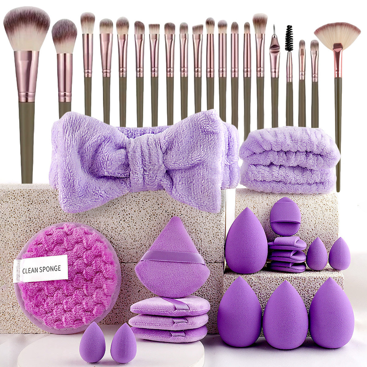 40-Piece Beauty Tools Makeup & Face Wash Set | Hydrophilic Non-Latex Sponge & Blender Kit