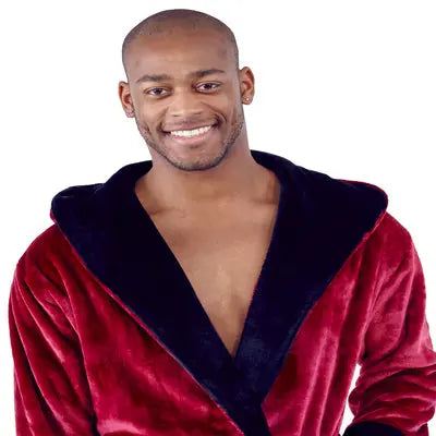 Men’s Hooded Plush Robe – Lightweight Microfiber Bathrobe with Moisture-Wicking Comfort for Home, Spa & Travel