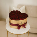 Heart Gold Box Black Label Edition with Burgundy Preserved Roses | Luxury Valentine’s & Anniversary Rose Gift