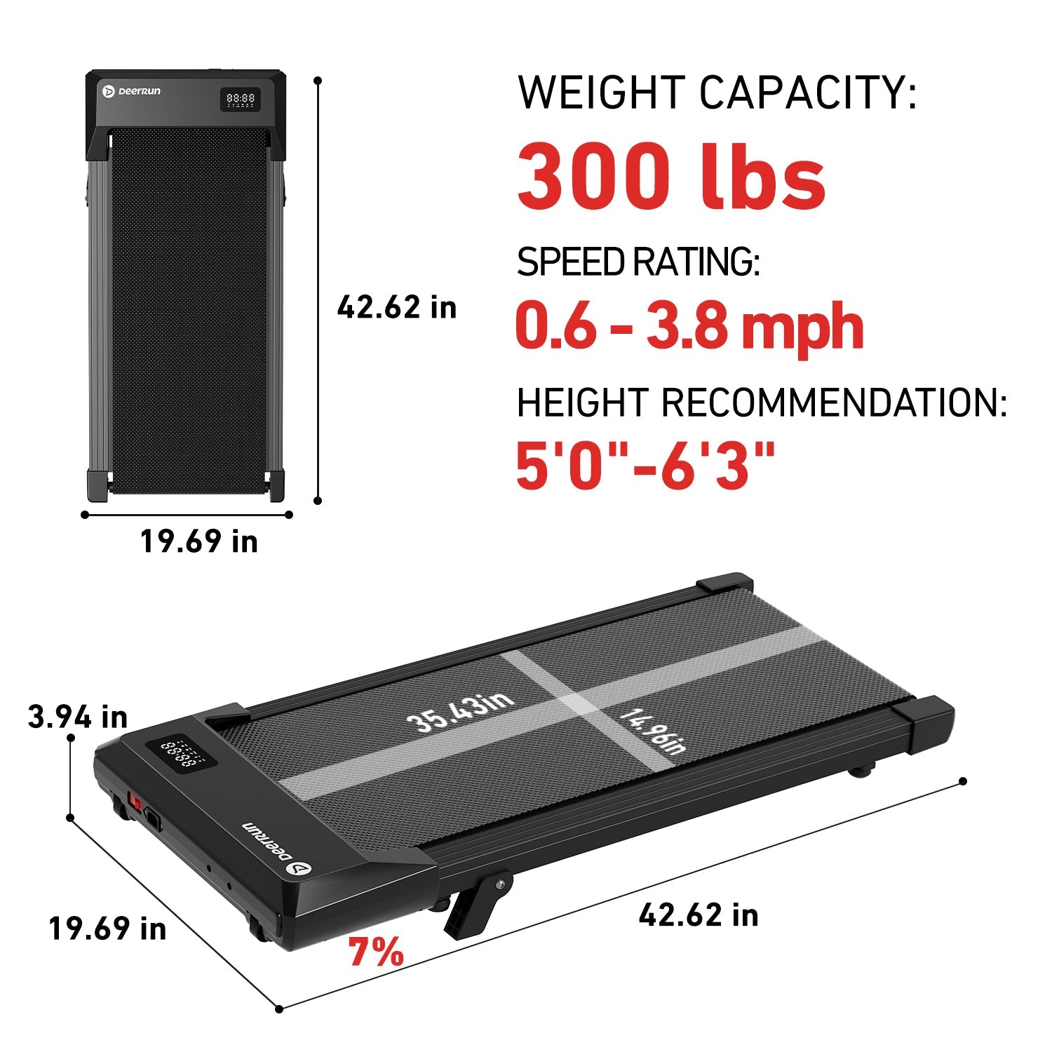 DeerRun Q2 Urban Smart Walking Pad with Incline | Under-Desk Treadmill with Remote Control