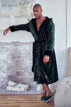 Men’s Hooded Plush Robe – Lightweight Microfiber Bathrobe with Moisture-Wicking Comfort for Home, Spa & Travel